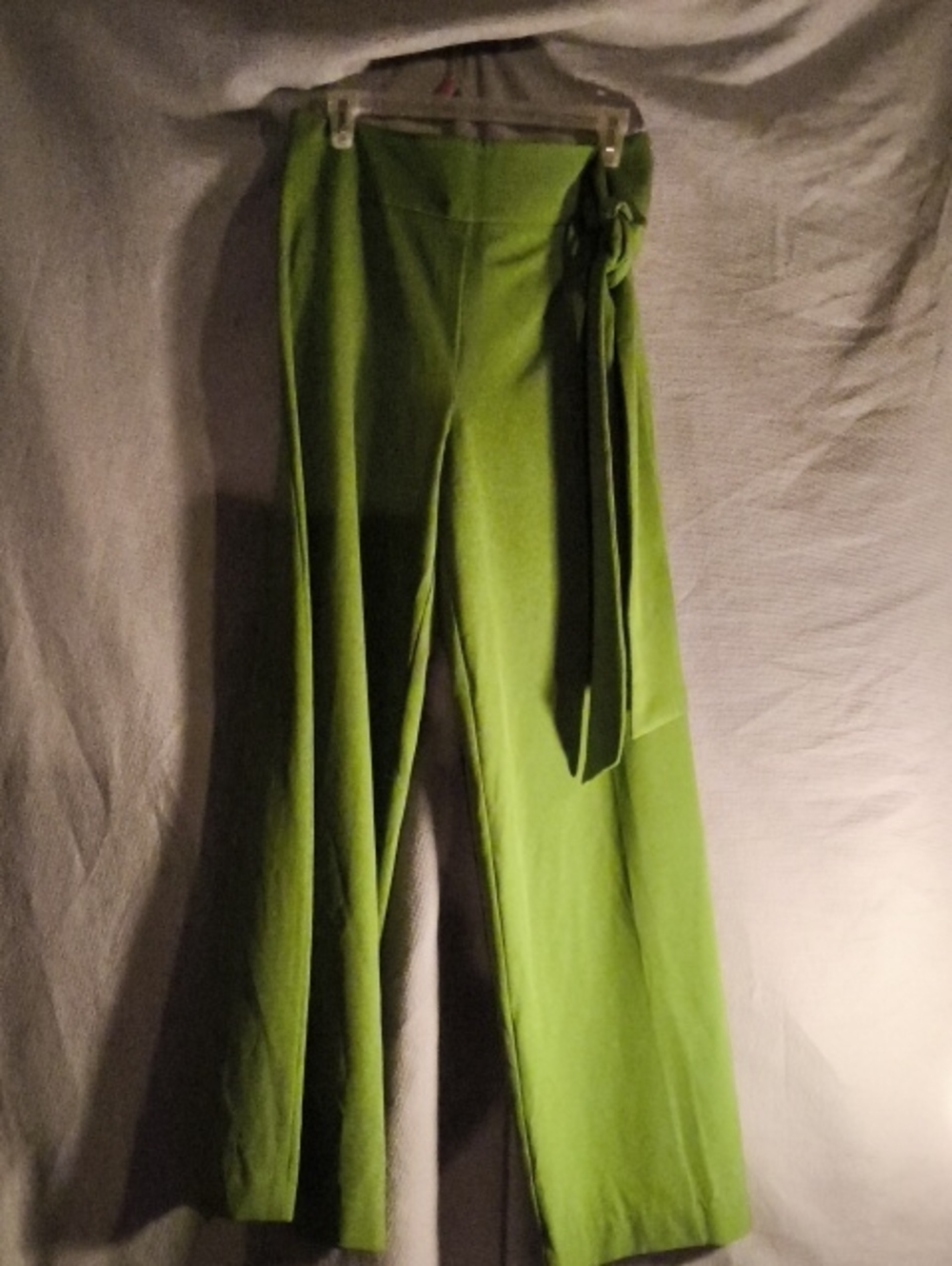 New York & Company Lime Green Wide-Leg W Fabric Belt Artsy,Colorblock,Spring,